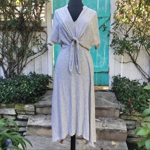 Lush Black & White Striped Midi Dress Size Small